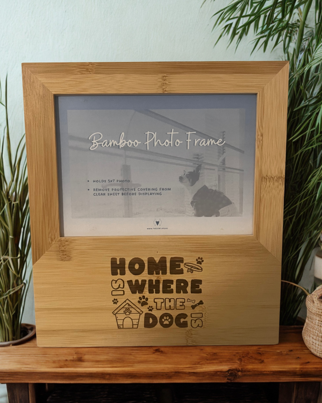 'Home is Where the Dog Is' Bamboo 5x7 Photo Frame