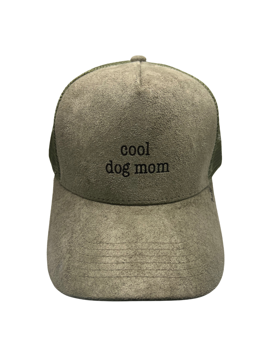 'Cool Dog Mom' Suede Snapback Cap Army Gray
