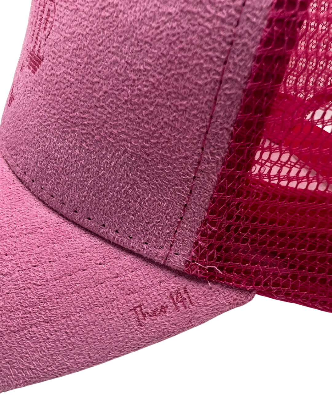 'Hello to Your Dog' Suede Snapback Cap Pink