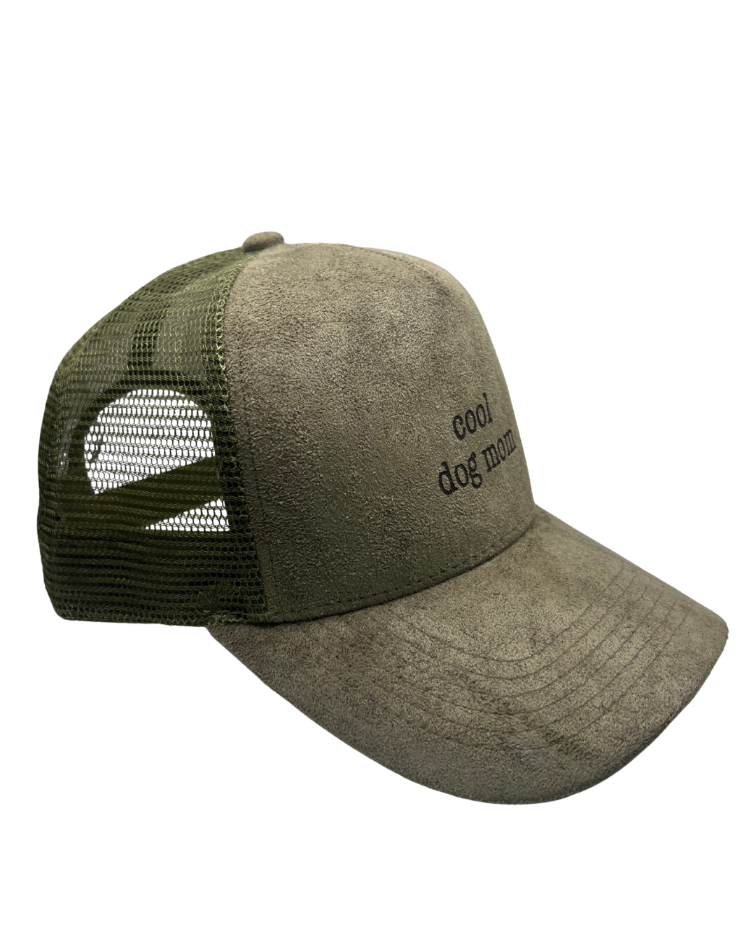 'Cool Dog Mom' Suede Snapback Cap Army Gray