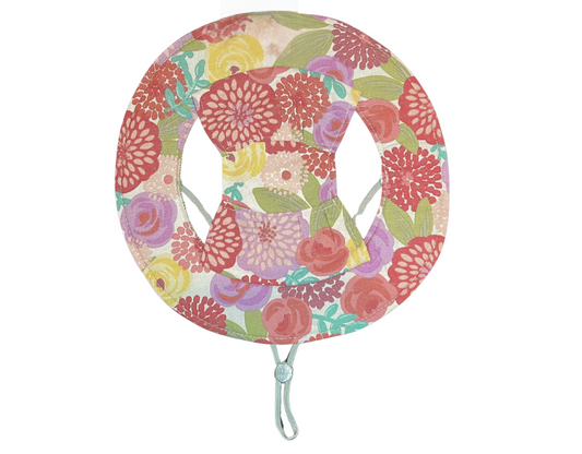 Dog Bucket Hat - Flowers / Green Brim