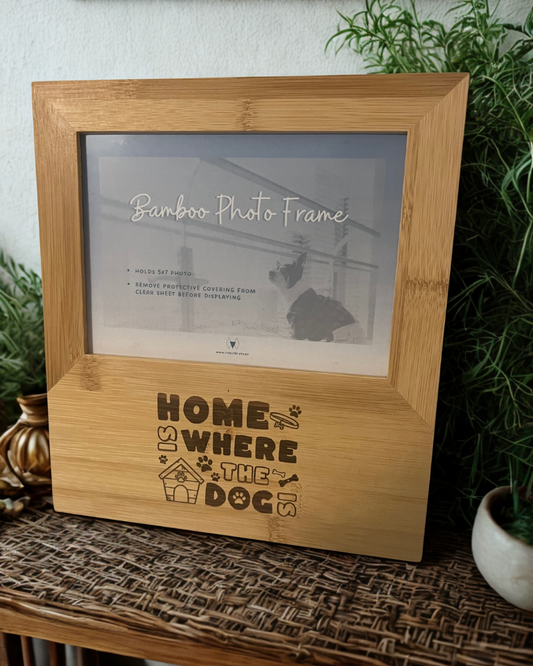'Home is Where the Dog Is' Bamboo 5x7 Photo Frame