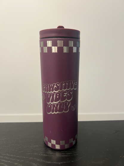 'Pawsitive Vibes Only' Hydration Bottle + Tumbler Duo Purple