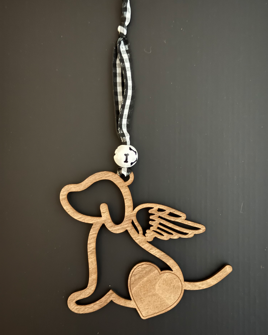 Dog Angel Outline Pet Remembrance Personalized Ornament