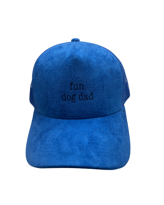 'Fun Dog Dad' Suede Snapback Cap Blue