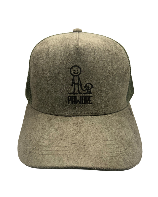 'Pawdre' Suede Snapback Cap Army Green