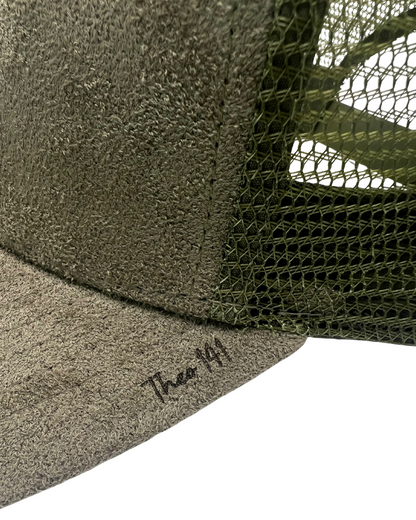 'Pawdre' Suede Snapback Cap Army Green