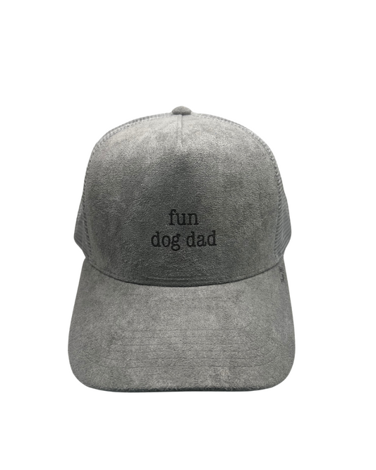 'Fun Dog Dad' Suede Snapback Cap Gray