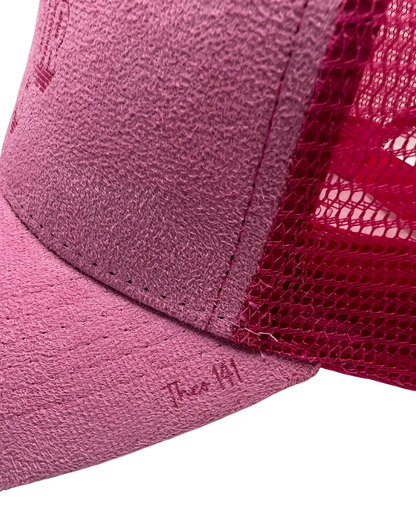 'Hello to Your Dog' Suede Snapback Cap Pink