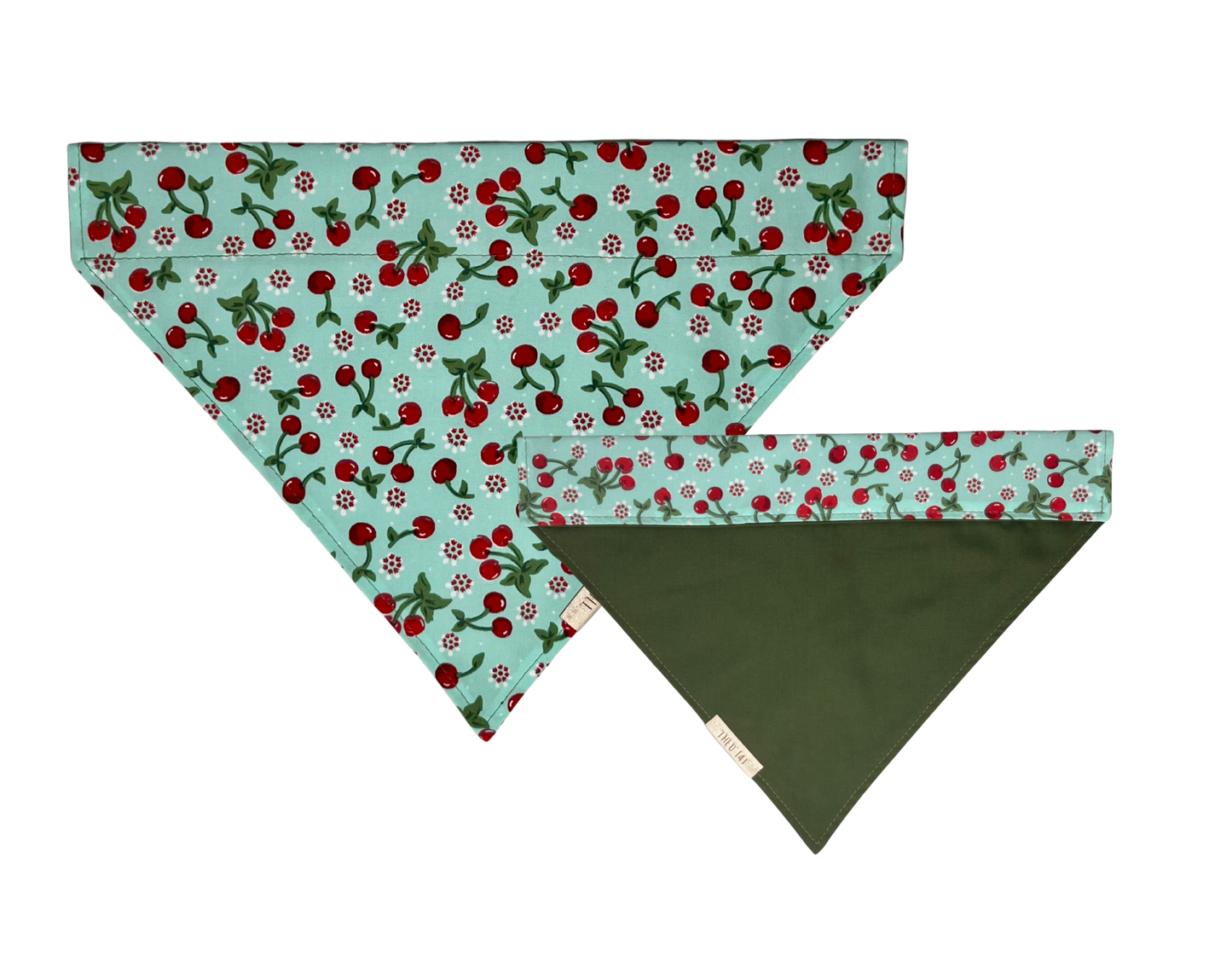 Over the Collar Reversible Pet Bandana - Sweet Cherries