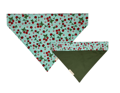 Over the Collar Reversible Pet Bandana - Sweet Cherries