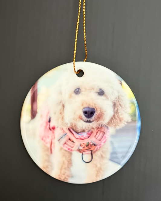 Round Ceramic Photo Ornament