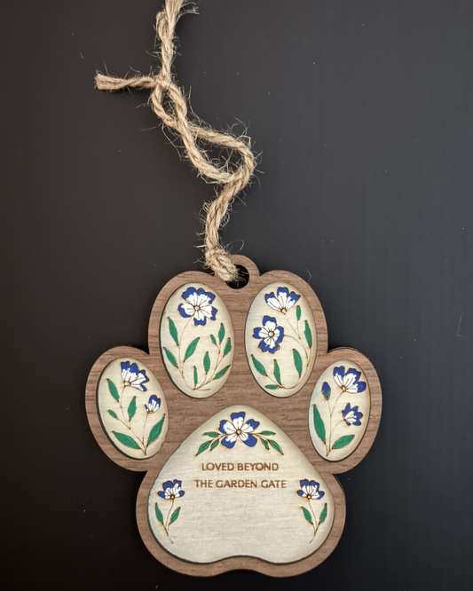 Paw Shaped Garden Pet Remembrance Personalized Ornament